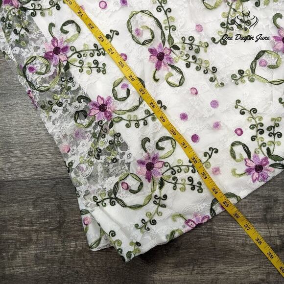 Signature by Robbie Bee Floral Cold Shoulder Sheer Layered Dress Size S - Picture 4 of 5